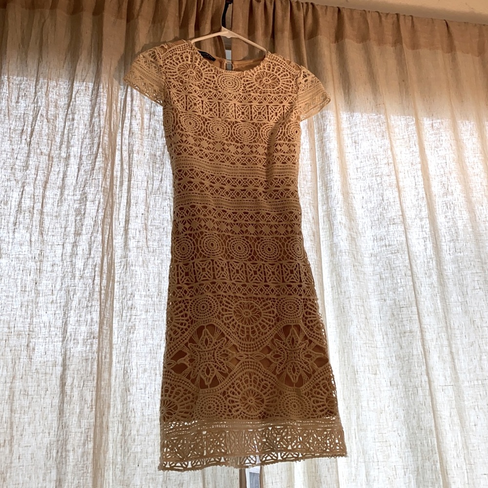 Bebe white and nude dress!